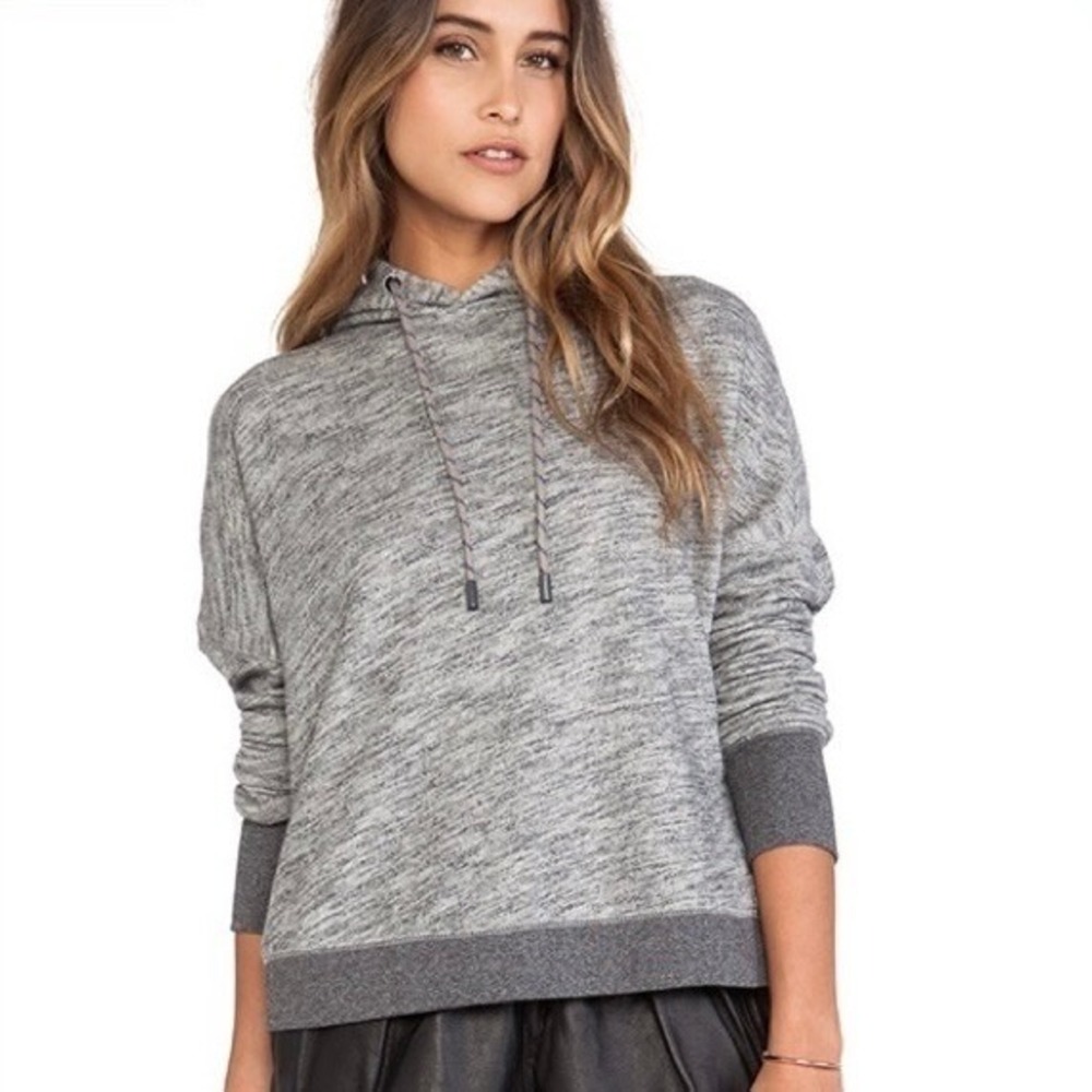 RAG & BONE Jean Murphy Hoodie Crossover Envelope Back Hood Gray Pullover X-Small